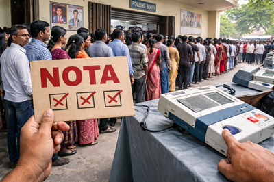 भारत में EVM मशीन पर NOTA बटन