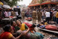 नालंदा मंदिर भगदड़ में भारी भीड़ और अफरा-तफरी का दृश्य