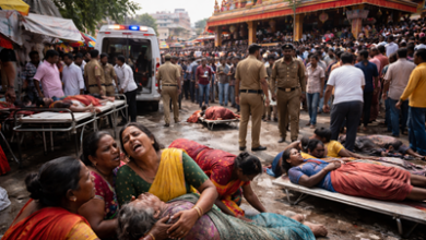 नालंदा मंदिर भगदड़ में भारी भीड़ और अफरा-तफरी का दृश्य