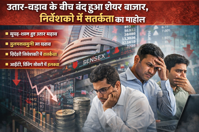 भारतीय शेयर बाजार उतार-चढ़ाव के बीच ट्रेडिंग स्क्रीन देखते निवेशक